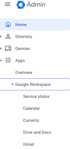 Google Workspace Admin - Apps - Gmail settings