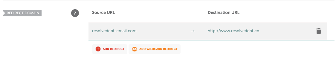 NameCheap Advanced DNS domain redirect settings